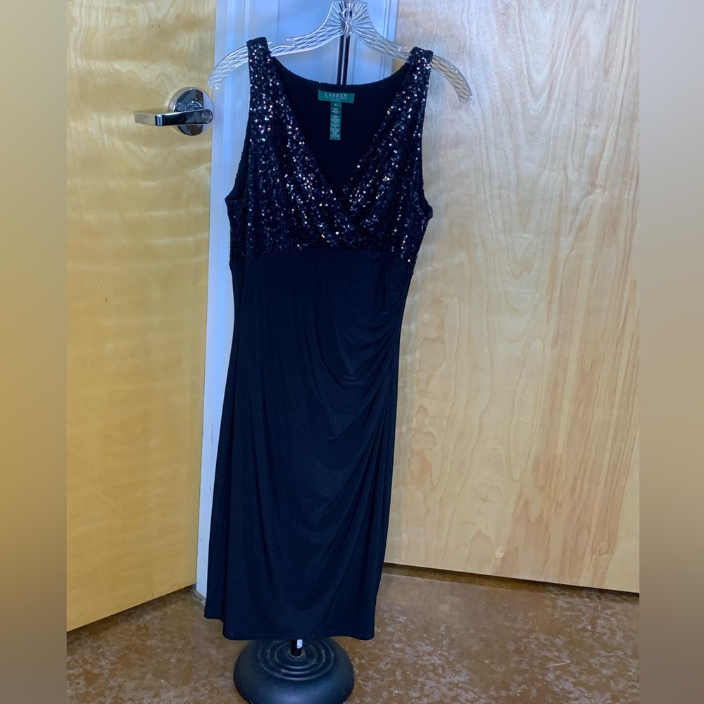 Ralph Lauren Black Sequin Midi Dress